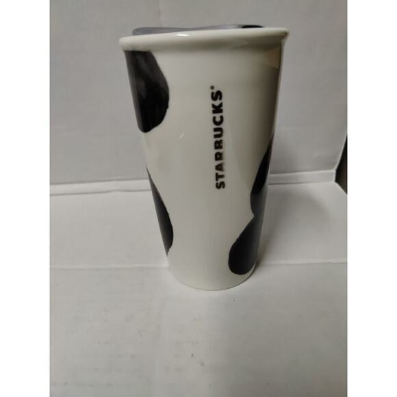 Starbucks 2014 Black Dots/Spots Metallic Silver Travel Mug with Lid - 10 Ounces - Picture 3 of 11